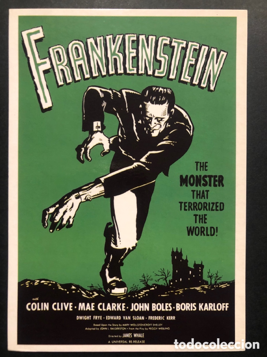 Cine: Tarjeta postal frankenstein boris Karloff