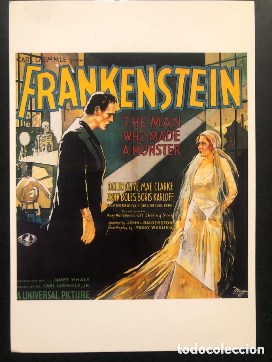 Cine: Tarjeta postal frankenstein boris Karloff
