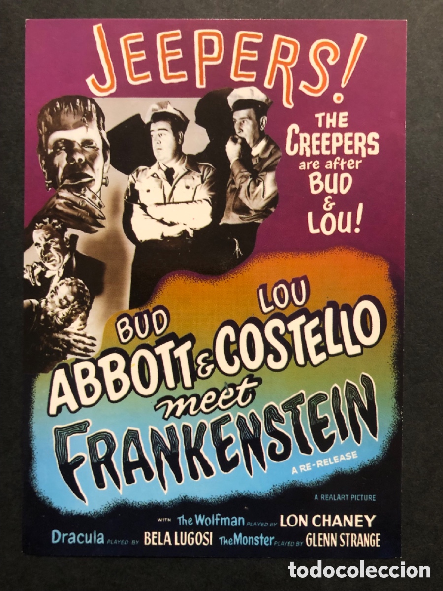 Cine: Tarjeta postal bud abbott Lou costello frankenstein