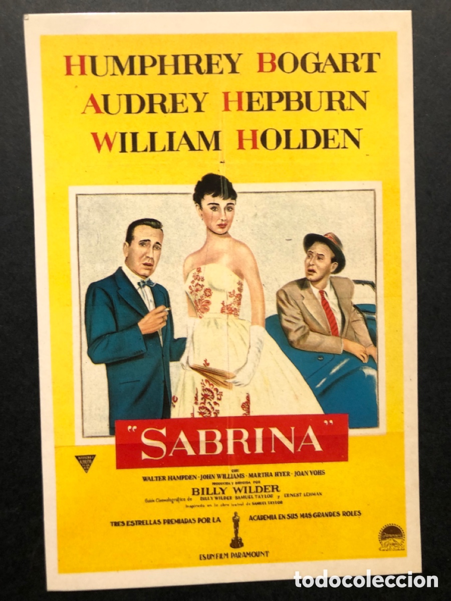 Cine: Tarjeta postal Sabrina humphrey Bogart Audrey hepburn