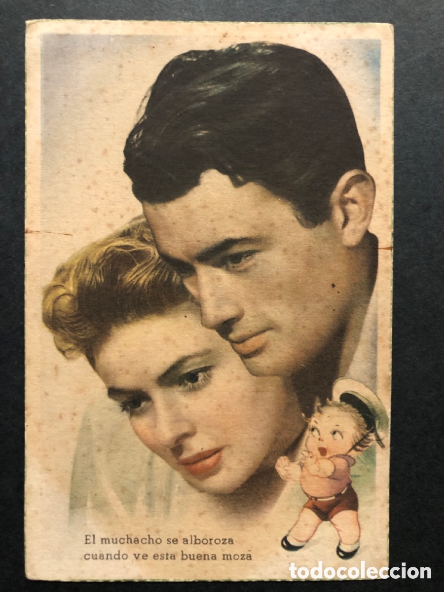 Cine: Antigua tarjeta postal ingrid bergman y gregory peck A