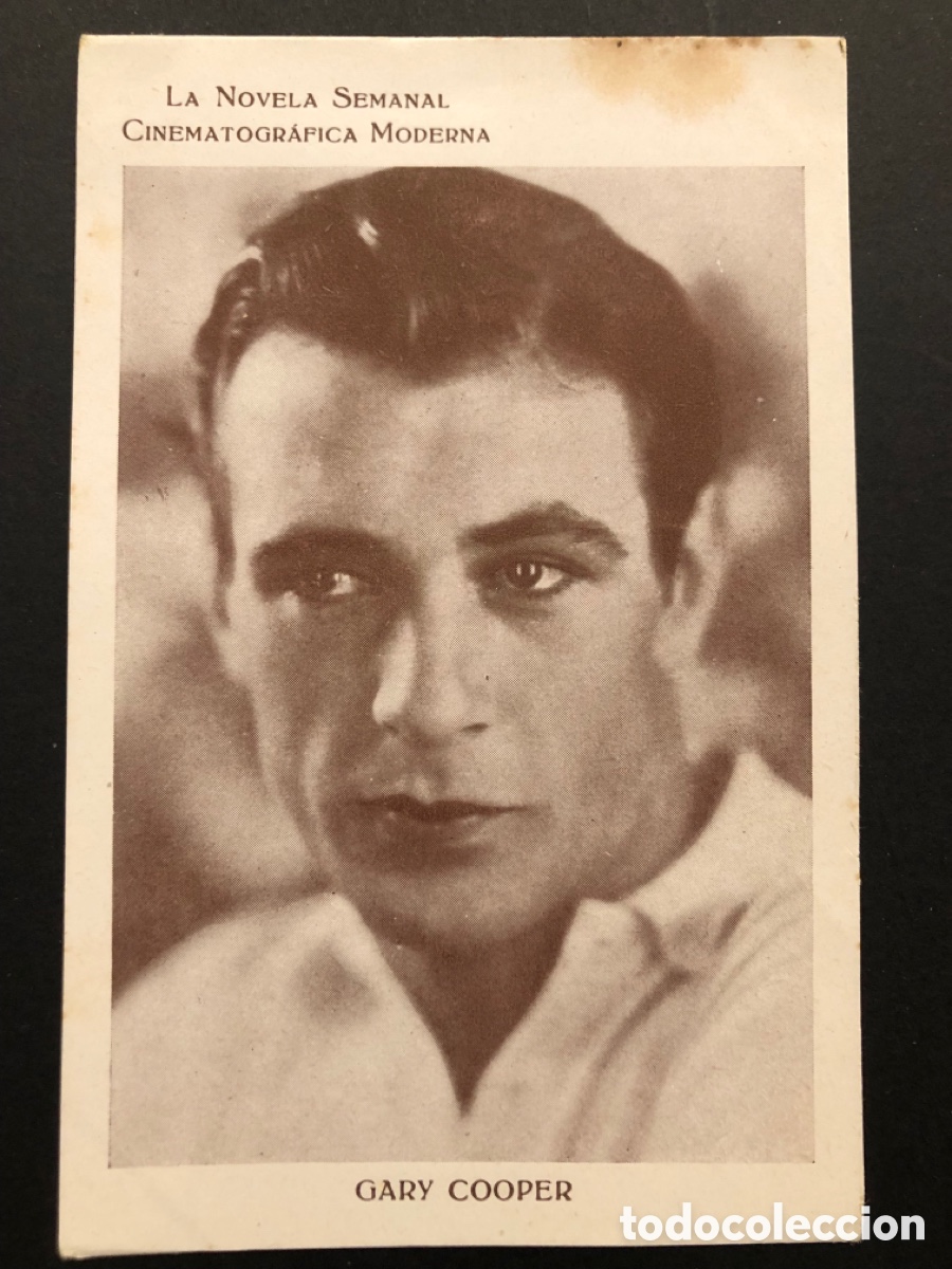 Cine: Tarjeta la novela semanal cinematogr&aacute;fica moderna Gary Cooper A
