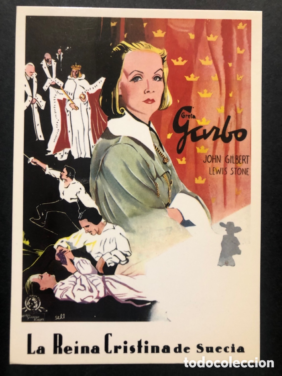 Cine: Tarjeta postal Greta garbo la reina Cristina de Suecia
