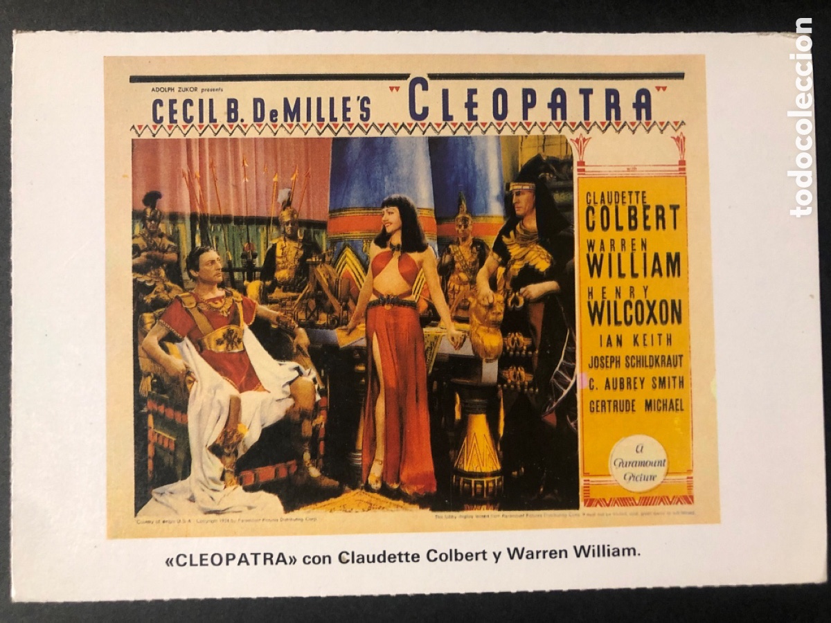 Cine: Tarjeta postal Claudette colbert cleopatra