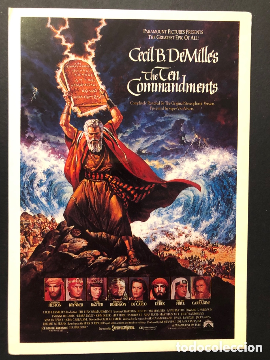 Cine: Tarjeta postal charlton heston los D&iacute;ez mandamientos