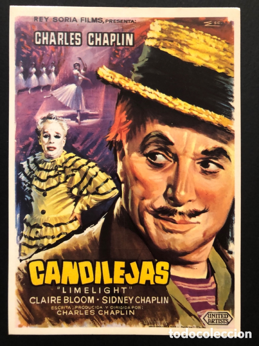 Cine: Tarjeta postal candilejas charles Chaplin