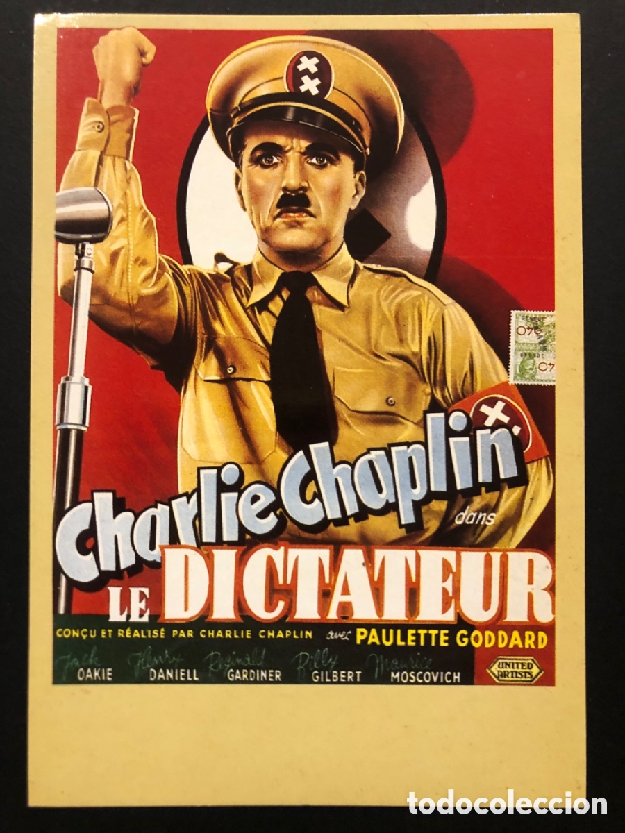 Cine: Tarjeta postal el gran dictador charles Chaplin