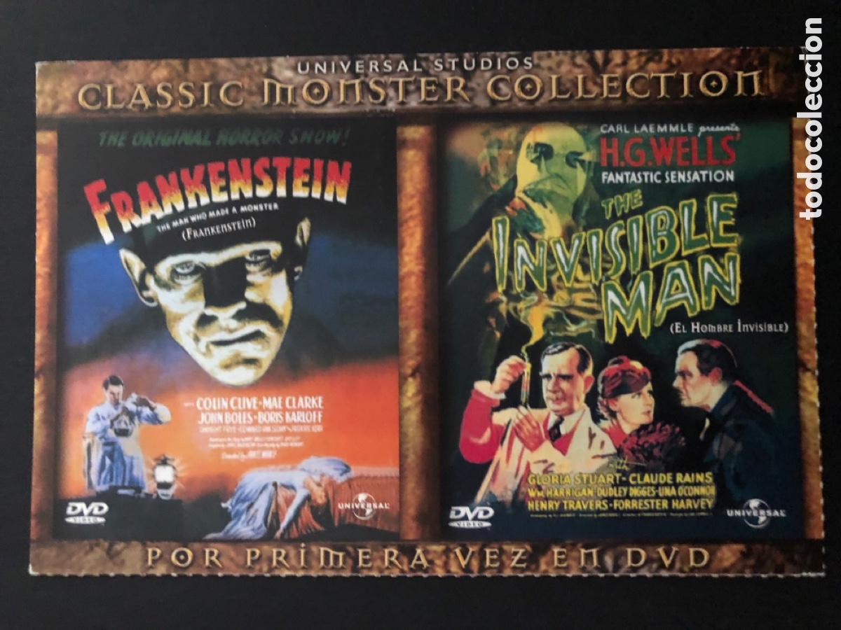 Cine: Tarjeta postal dvd frankenstein boris karloff el hombre invisible