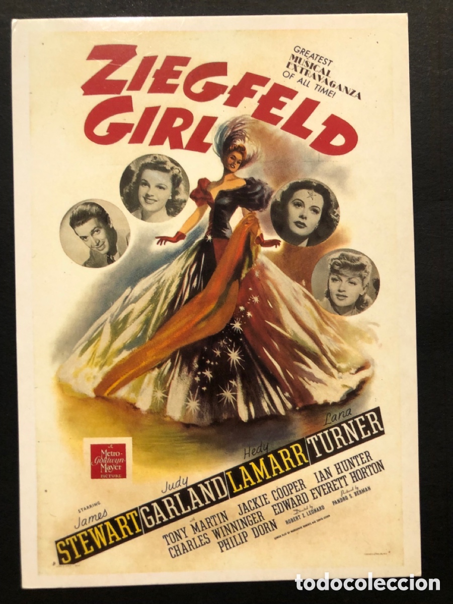 Cine: Tarjeta postal la chica de ziegfeld judy Garland lana turner