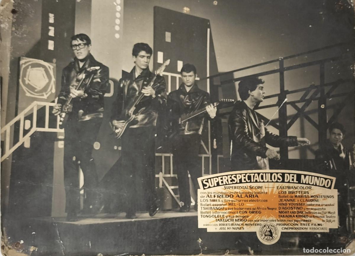 Cinema: LOS SIREX Lobby Card Fotocromo cart&oacute;n Superespect&aacute;culos del Mundo (1964) RAR&Iacute;SIMO Rock & Roll cuero