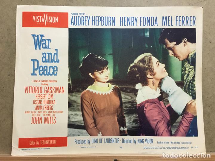 Cine: LB88D GUERRA Y PAZ AUDREY HEPBURN HENRY FONDA FOTOCROMO LOBBY CARD ORIGINAL AMERICANO