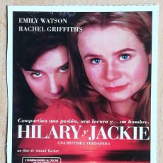 Cine: HILARY Y JACKIE. ANAND TUCKER, 1998 (EMILY WATSON, RACHEL GRIFFITHS) PROGRAMA DE MANO GRAN CINEMA