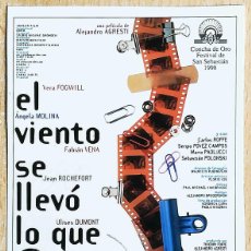 Cine: EL VIENTO SE LLEVÓ LO QUE. ARGENTINA 1998 (VERA FOGWILL, ÁNGELA MOLINA) PROGRAMA DE MANO GRAN CINEMA