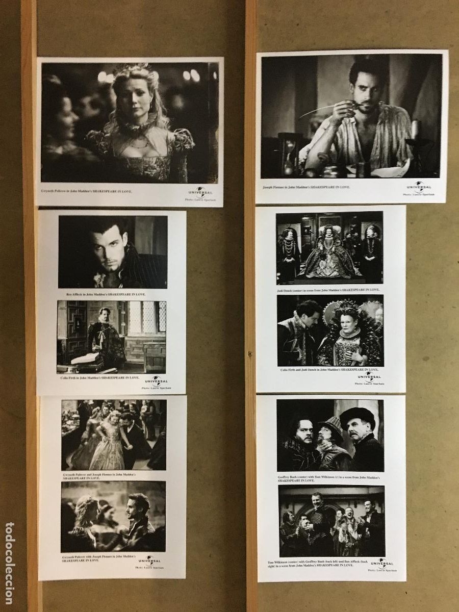 Cine: F35083 SHAKESPEARE IN LOVE GWYNETH PALTROW JOSEPH FIENNES 6 FOTOS B/N ORIGINALES AMERICANAS