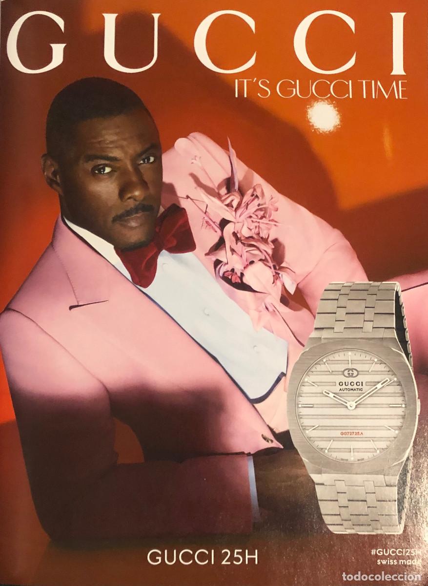 Cine: Publicidad de relojes Gucci, con el actor Idris Elba. P&aacute;gina de revista. Nueva.