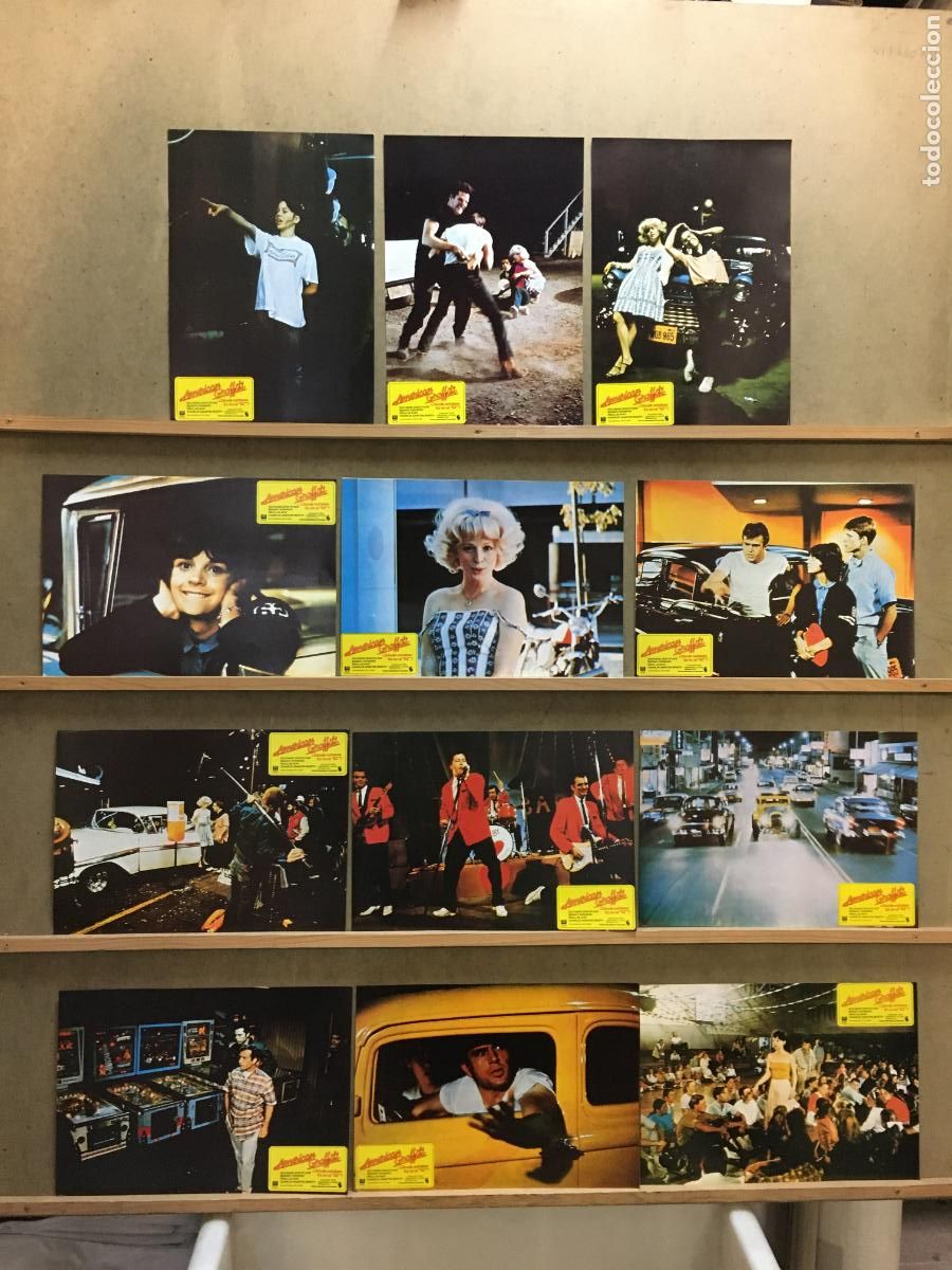 Cine: SB27 AMERICAN GRAFFITI GEORGE LUCAS SET COMPLETO 12 FOTOCROMOS ORIGINAL ESPA&Ntilde;OL R-70s
