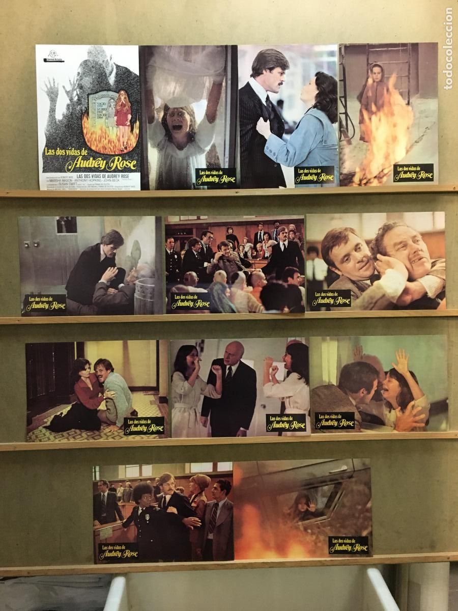Cinema: SB54 LAS DOS VIDAS DE AUDREY ROSE MARSHA MASON ANTHONY HOPKINS SET 12 FOTOCROMOS ORIGINAL ESTRENO