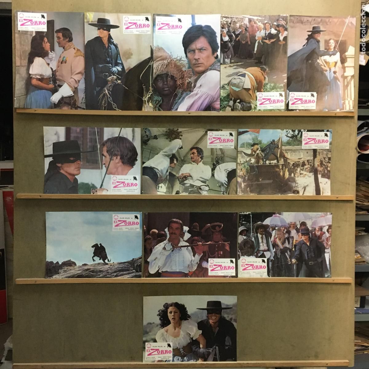 Cine: ACE67 EL ZORRO ALAIN DELON SPAGHETTI SET COMPLETO 12 FOTOCROMOS ORIGINAL ESTRENO