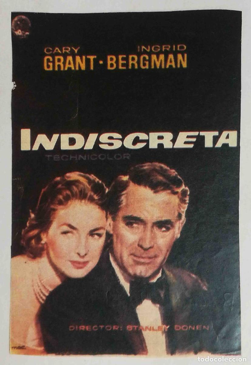 Cine: Indiscreta. Stanley Donen 1958 (Cary Grant, Ingrid Bertgman) Programa de mano revista