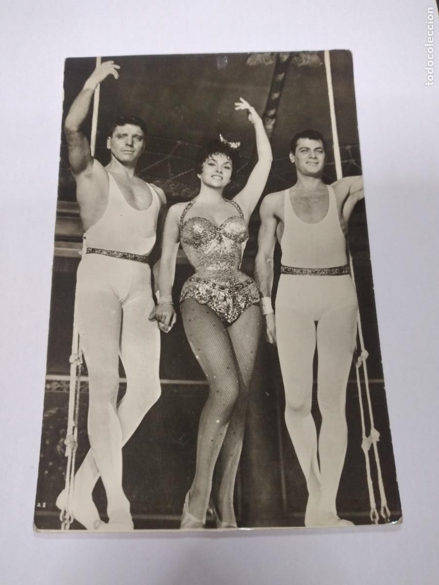 Kino: POSTAL DE LA PELICULA TRAPECIO - BURT LANCASTER, GINA LOLLOBRIGIDA y TONY CURTIS.