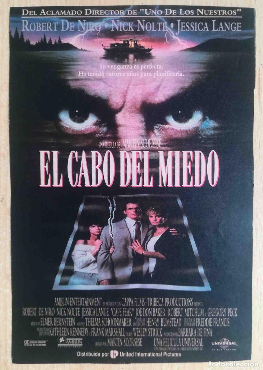 Cine: El cabo del miedo. Martin Scorsese, 1991 (Robert De Niro, Nick Nolte) Programa de mano revista.