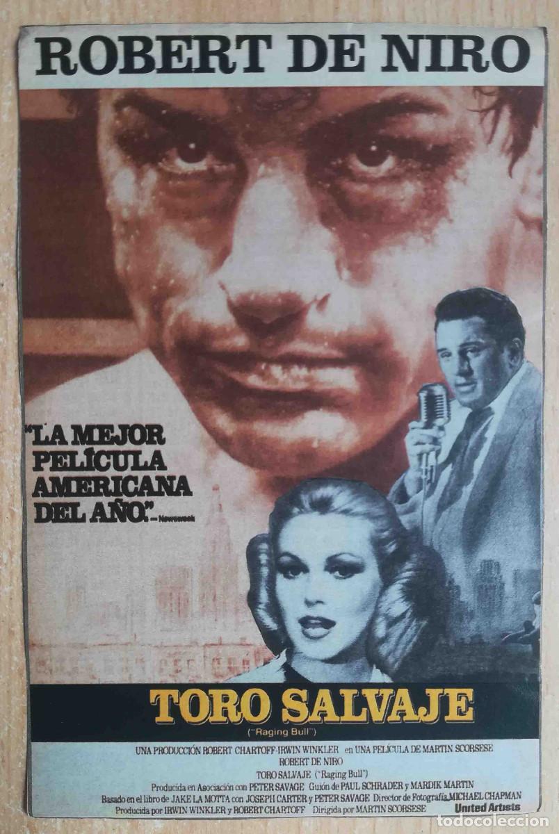 Cine: Toro salvaje. M. Scorsese, 1980 (Robert De Niro, Cathy Moriarty, Joe Pesci) Programa de mano revista