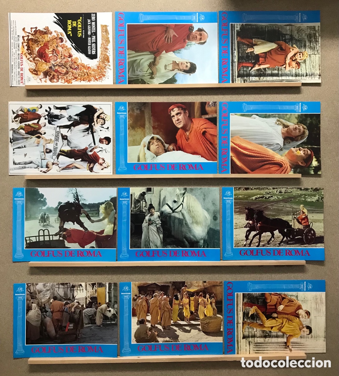Cinema: GOLFUS DE ROMA, ZERO MOSTEL, PHIL SILVERS, BUSTER KEATON - SET COMPLETO 12 FOTOCROMOS
