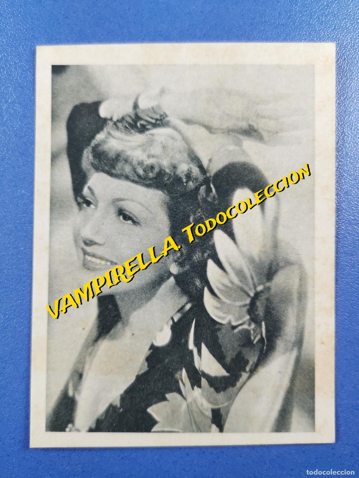 Kino: CLAUDETTE COLBERT-----CROMO CARTULINA / Publicidad: Sales Lit&iacute;nicas Dalmau--9 x 7 cm