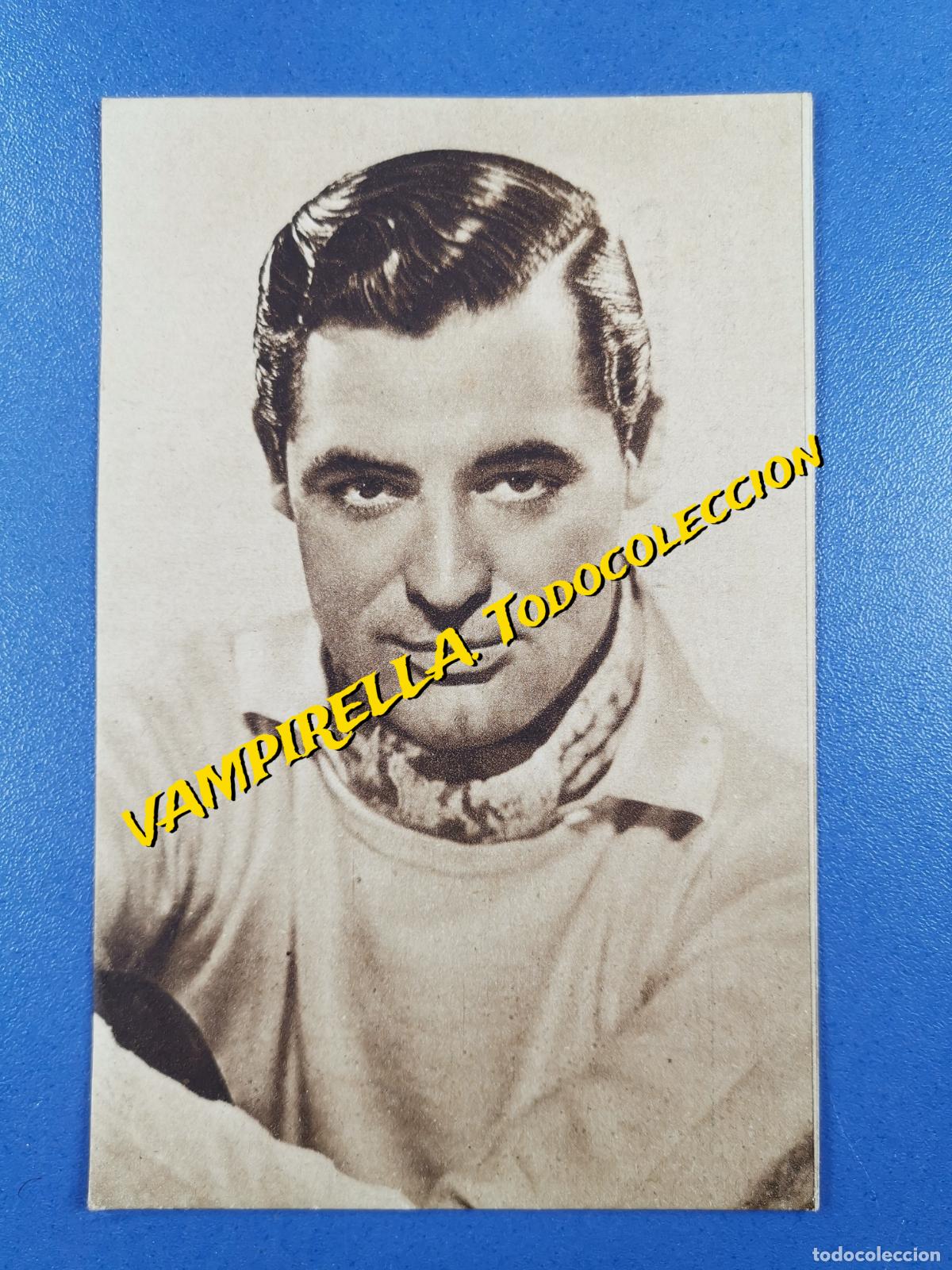 Kino: N&ordm; 18 GARY GRANT---TARJETA POSTAL-PROPAGANDA DE CALZADOS COLOM BARCELONA EN EL REVERSO