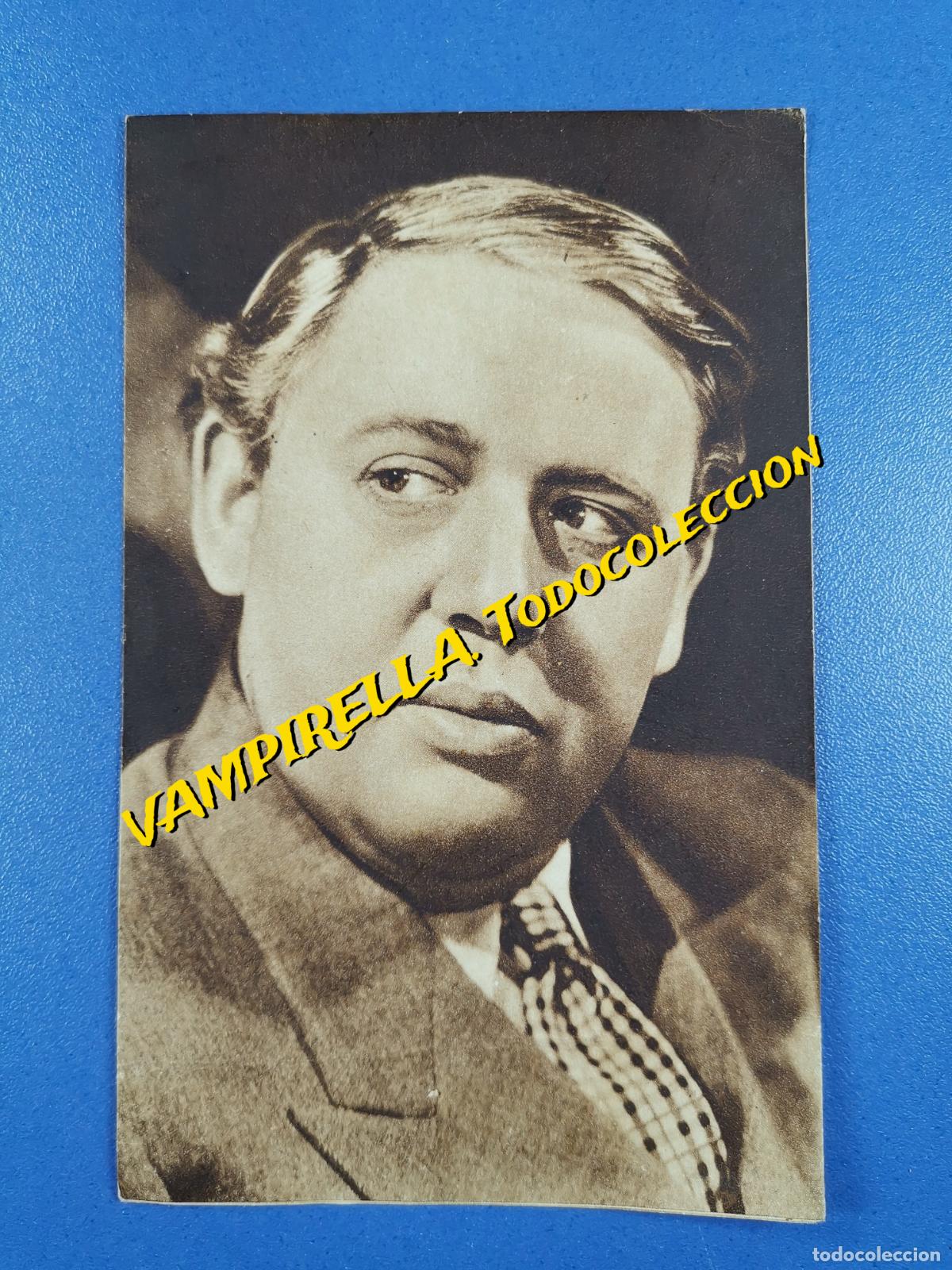 Kino: N&ordm; 26 --CHARLES LAUGHTON--TARJETA POSTAL-PROPAGANDA DE CALZADOS COLOM BARCELONA EN EL REVERSO