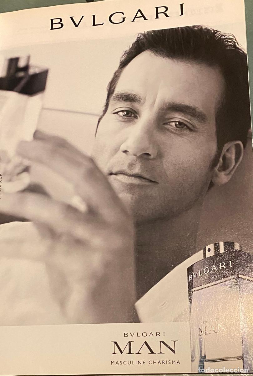 Cinema: Publicidad de Bvlgari o Bulgari, con Clive Owen. Tama&ntilde;o folio. P&aacute;gina de prensa, enmarcable. Nueva.