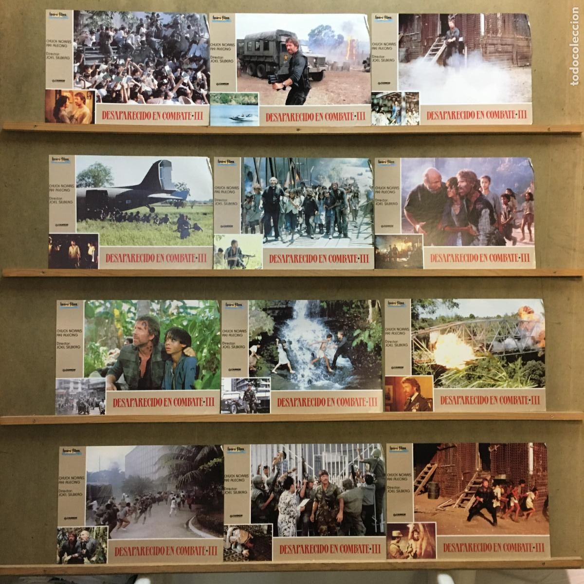 Cine: ACR42 DESAPARECIDO EN COMBATE 3 CHUCK NORRIS SET COMPLETO 12 FOTOCROMOS ORIGINAL ESTRENO