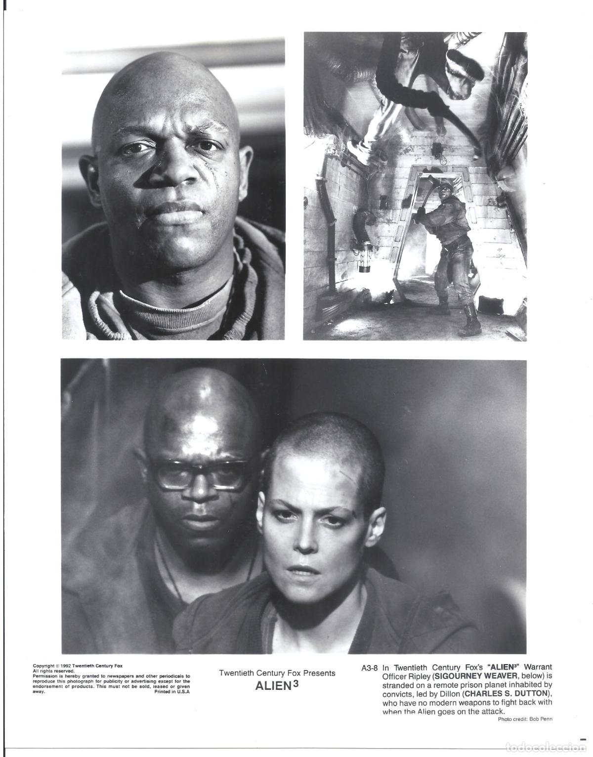 Cine: F35279 SIGOURNEY WEAVER CHARLES S DUTTON ALIEN 3 FOTO B/N ORIGINAL AMERICANA