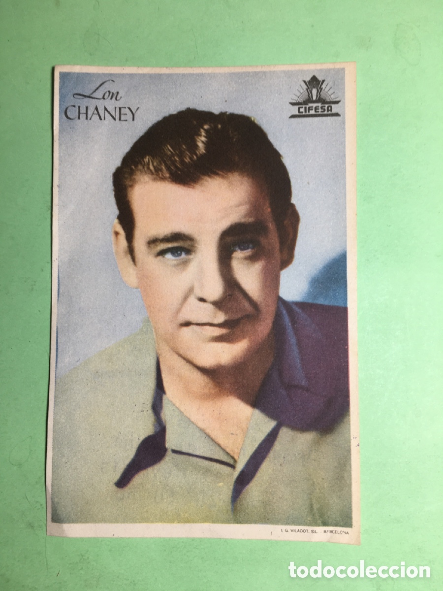 Cine: ANTIGUA MANRESA FOTO ACTOR LON CHANEY CIFESA REVERSO SELLOS CAUCHO PROGRAMAS CINE
