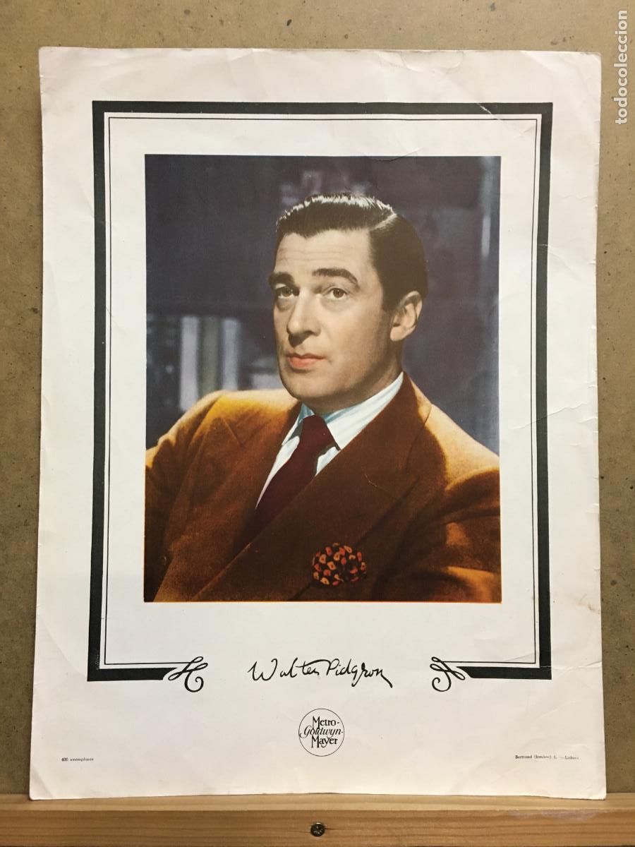 Cine: ZB32D WALTER PIDGEON RETRATO LAMINA LITOGRAFICA PORTUGUESA