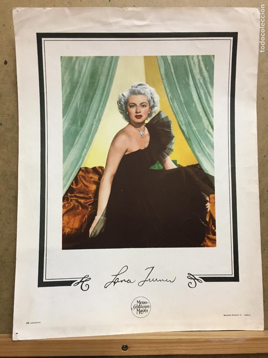 Cine: ZB34D LANA TURNER RETRATO LAMINA LITOGRAFICA PORTUGUESA