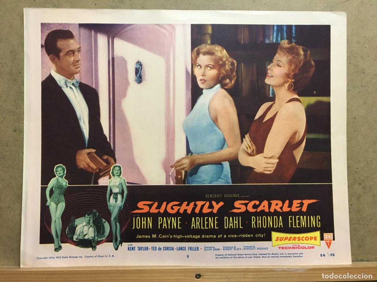 Cin&eacute;ma: ZF48D LIGERAMENTE ESCARLATA ARLENE DAHL RHONDA FLEMING JOHN PAYNE FOTOCROMO LOBBY CARD ORG AMERICANO
