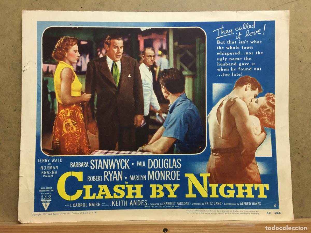 Cin&eacute;ma: ZF89D CLASH BY NIGHT BARBARA STANWYCK ROBERT RYAN FOTOCROMO LOBBY CARD ORIGINAL AMERICANO