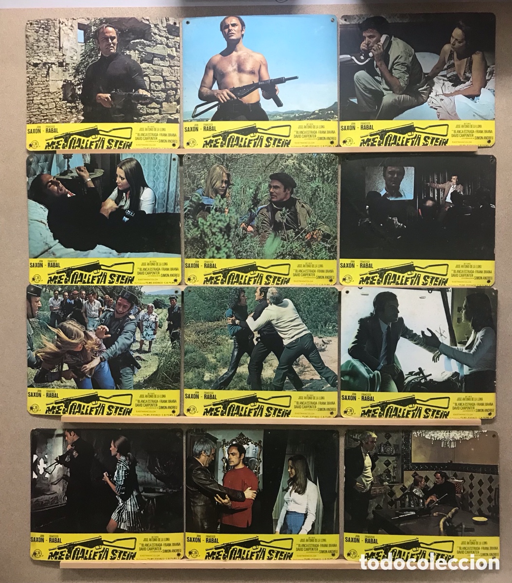 Cinema: METRALLETA STEIN - JOHN SAXON, FRANCISCO RABAL - SET COMPLETO 12 FOTOCROMOS CARTON, A&Ntilde;O 1974