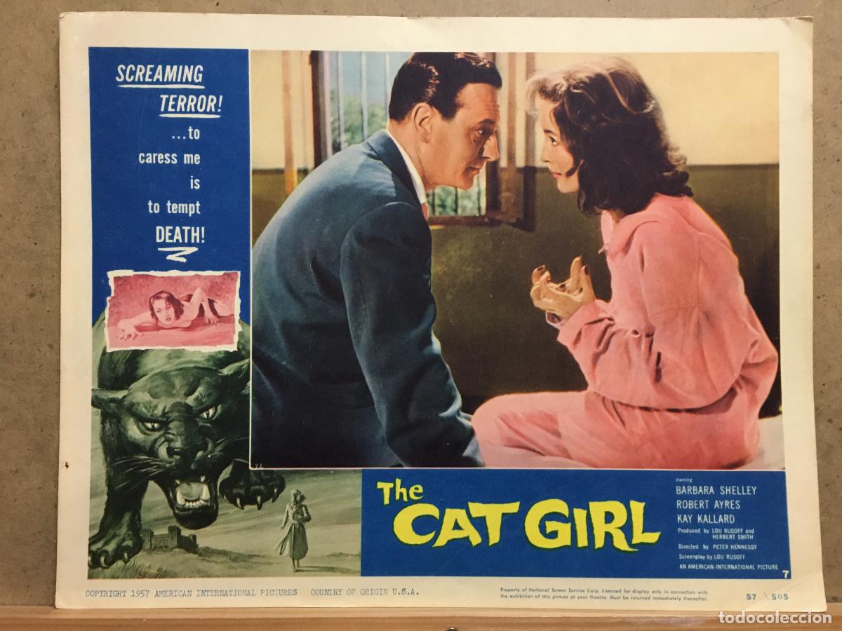 Cine: ACX53 CAT GIRL BARBARA SHELLEY ROBERT AYRES FOTOCROMO LOBBY CARD ORIGINAL AMERICANO