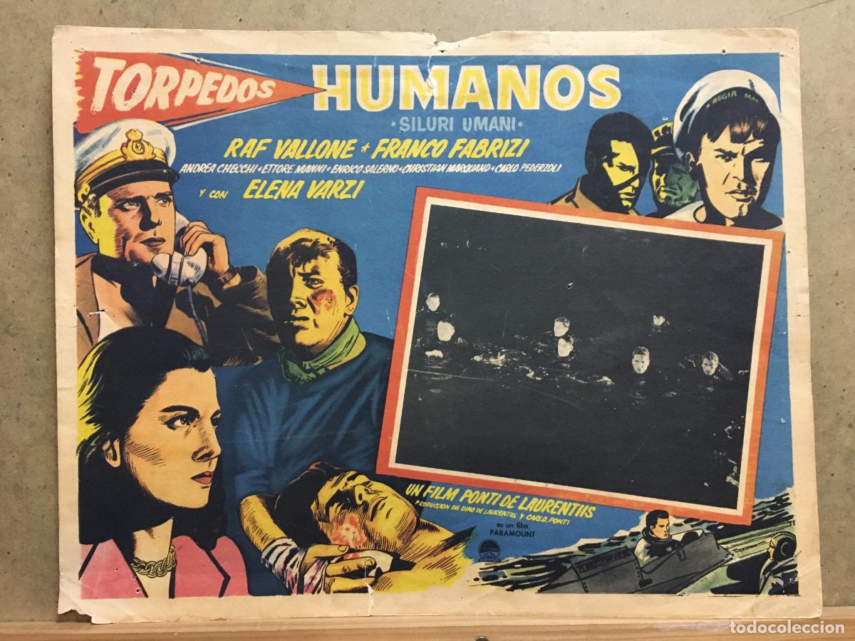 Cinema: ACX62 TORPEDOS HUMANOS RAF VALLONE FOTOCROMO LOBBY CARD ORIGINAL MEXICANO