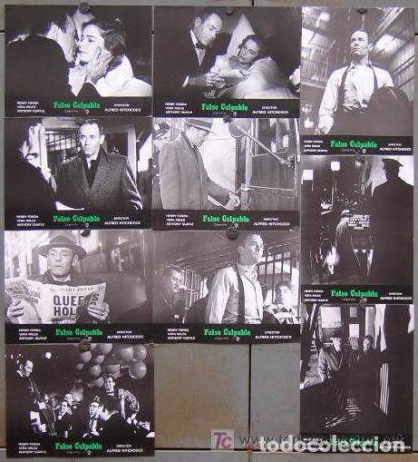 Cine: ACZ30 FALSO CULPABLE ALFRED HITCHCOCK SET COMPLETO DE 10 FOTOCROMOS ORIGINAL