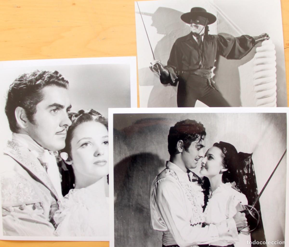 Cinema: TYRONE POWER: LA MARCA DEL ZORRO - SERIE 3 FOTOS ORIGINALES B/N - 20 x 25 cm