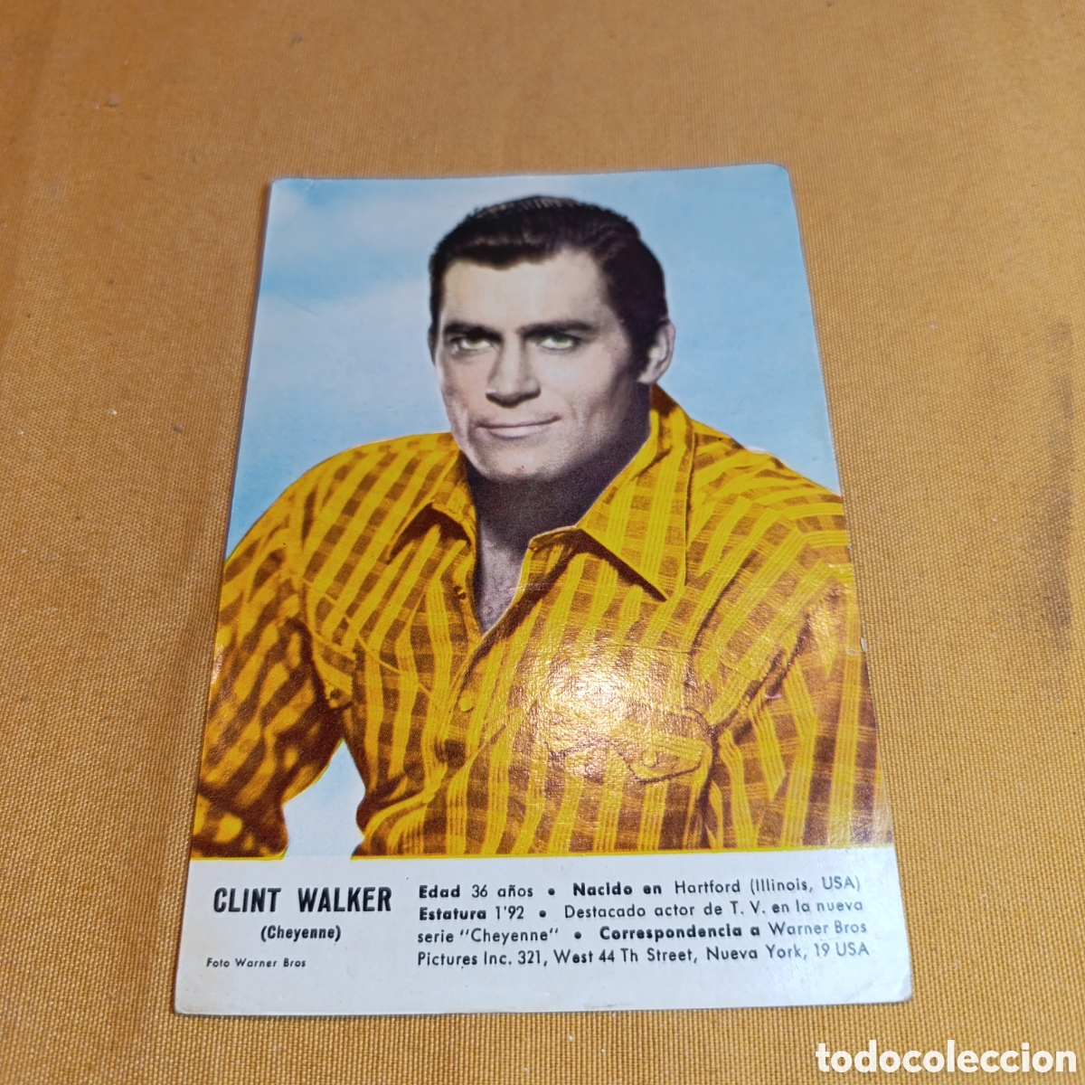Kino: CLINT WALKER (CHEYENNE) - FICHA FOTO POSTAL - WARNER BROS.