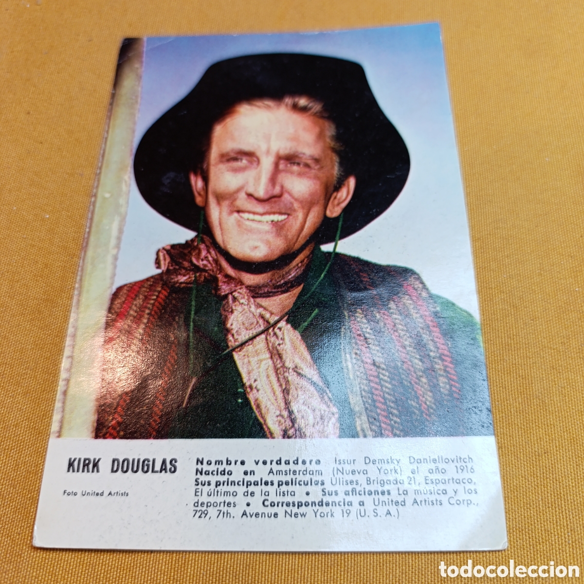 Kino: FOTO-POSTAL DE KIRK DOUGLAS , A&Ntilde;OS 60