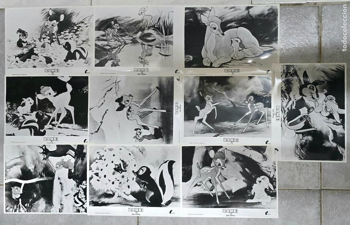 Cine: Bambi. Juego de fotograf&iacute;as promocionales originales B/N