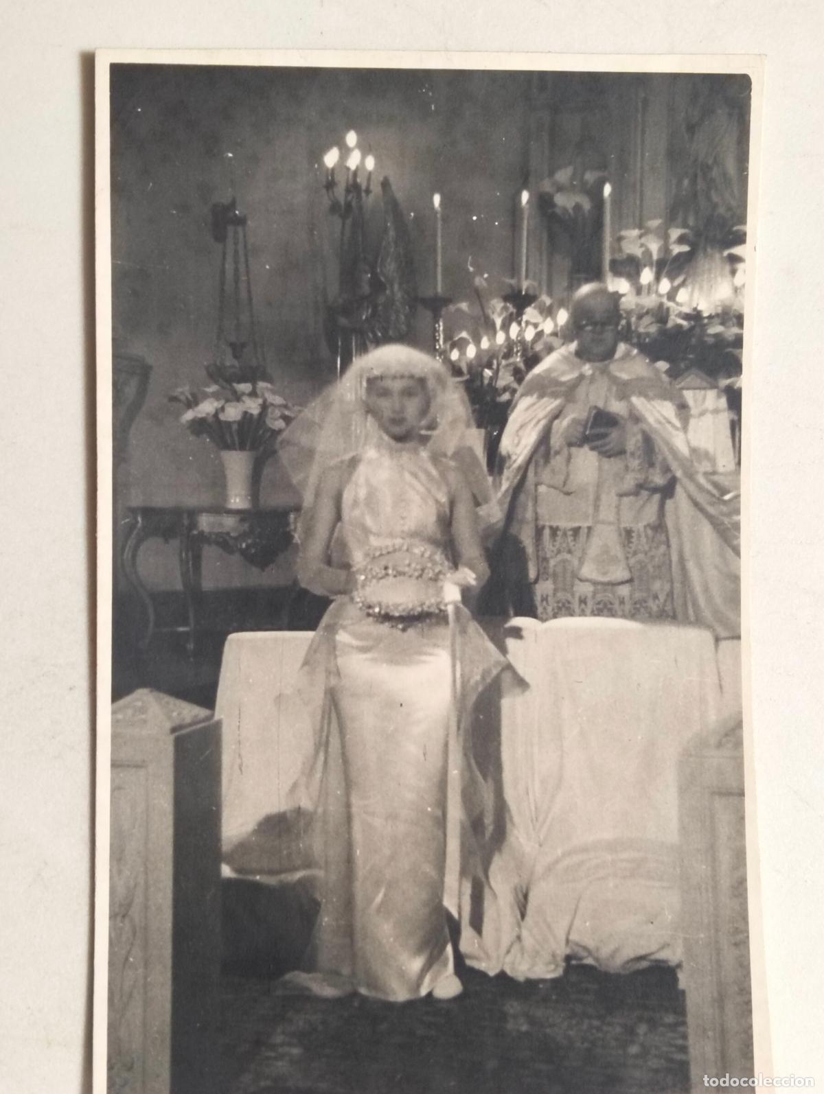 Cine: ANTIGUA FOTOGRAFIA, ANALIA GADE VESTIDA DE NOVIA, MEDIDAS 8,5 X 13,5 CM