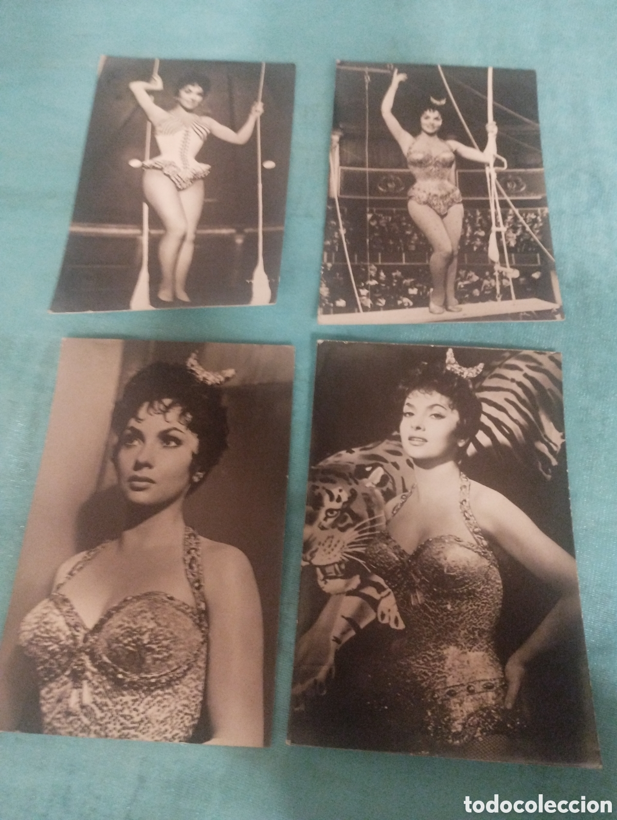 Cin&eacute;ma: Lote de 4 fotografias postales de Gina Lollobrigida