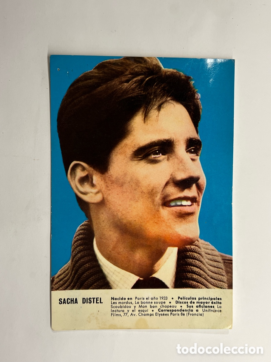 Cin&eacute;ma: SACHA DISTEL.. Med&iacute;das: 10,5 x 15,5 cm., aproximadamente..