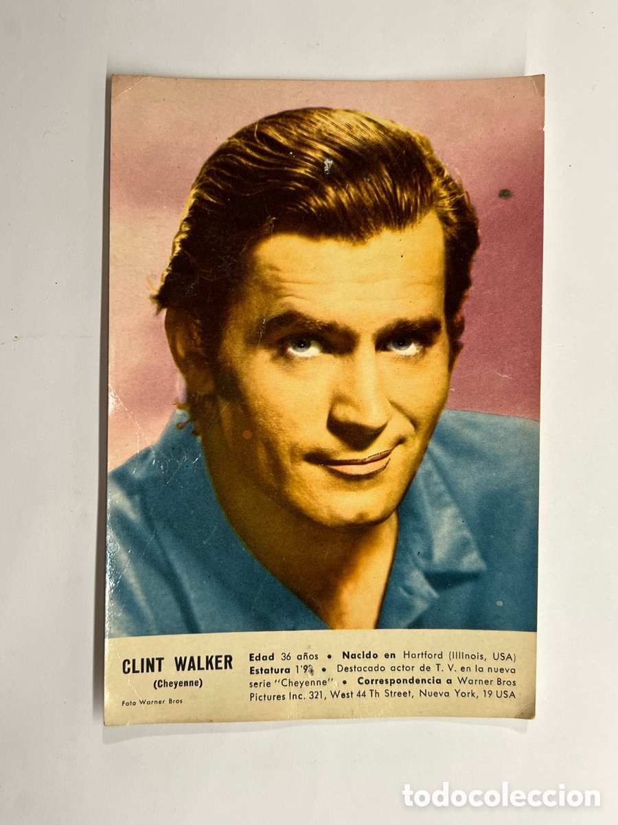 Cin&eacute;ma: CLINT WALKER.. Med&iacute;das: 10,5 x 15,5 cm., aproximadamente..